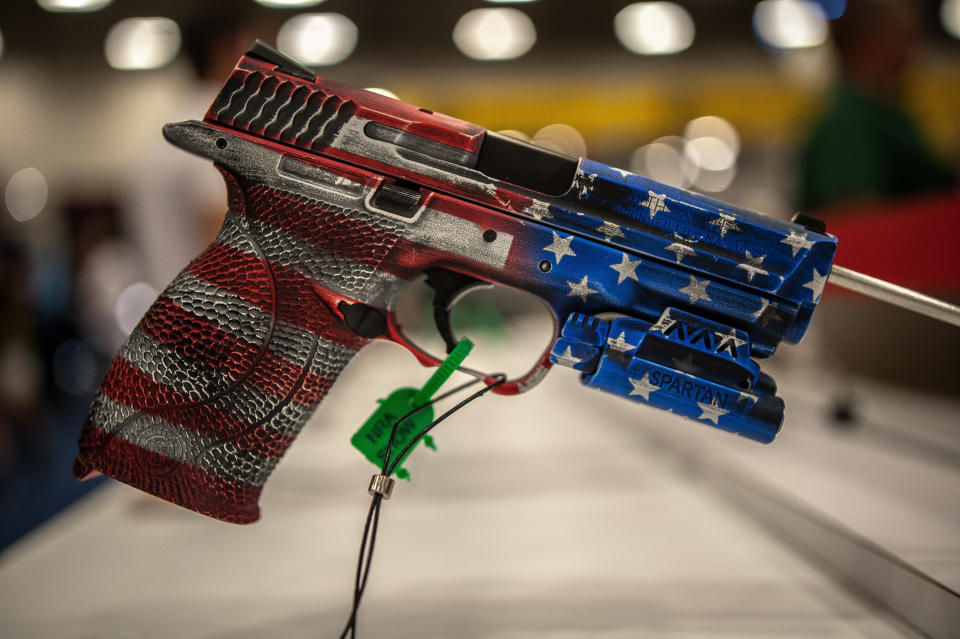 A&nbsp;handgun on the expo floor Friday.