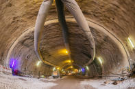 <p>General view of a tunnel at the construction site of the Stuttgart 21 railway station construction site on August 30, 2016 in Stuttgart, Germany. The Stuttgart 21 project, also called S21, encompasses not only a new main railway station for the city but also an urban development program and 50 kilometers of rail tunnels. The project has provoked large-scale protests by people angry over the planned uprooting of trees in an adjacent park as well as those critical of the enormous financial cost. (Thomas Niedermueller/Getty Images,) </p>