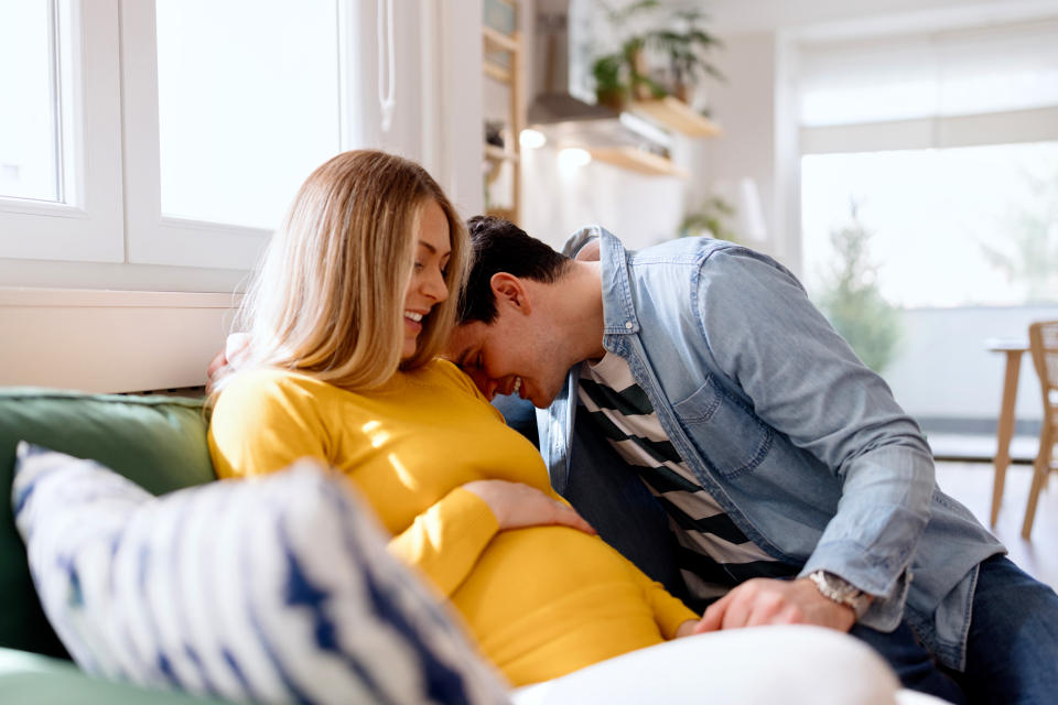 Parents to be relaxing at home