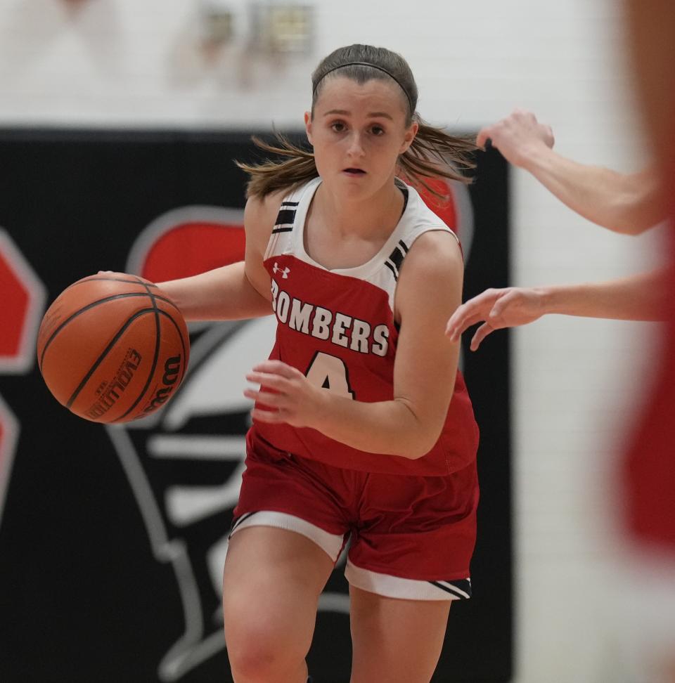 Jaden Visioli of Boonton in the second half as Boonton topped Hopatcong, 47-25 in the 2022 at Morris Hills 2022 Girls Basketball Tournament played at Morris Hills HS in Rockaway, NJ on December 27, 2022.