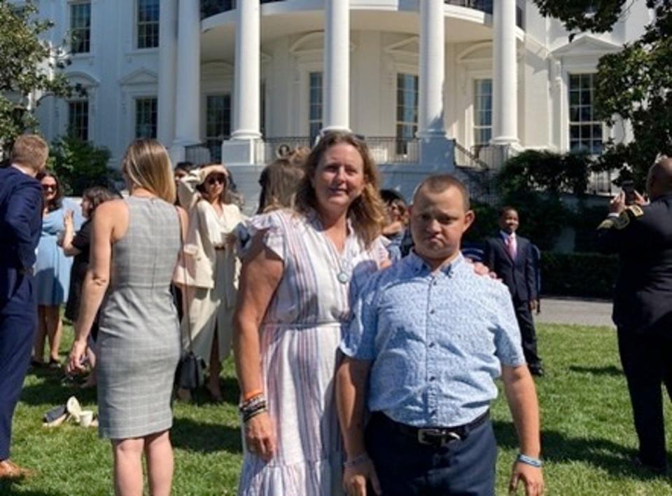 Debbi Hixon and her son Corey attending an event at the White House in July 2022 (Debbi Hixon/Twitter)