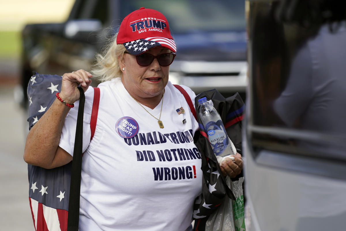 ‘We want Trump’: Hundreds of former president’s supporters gather at ...