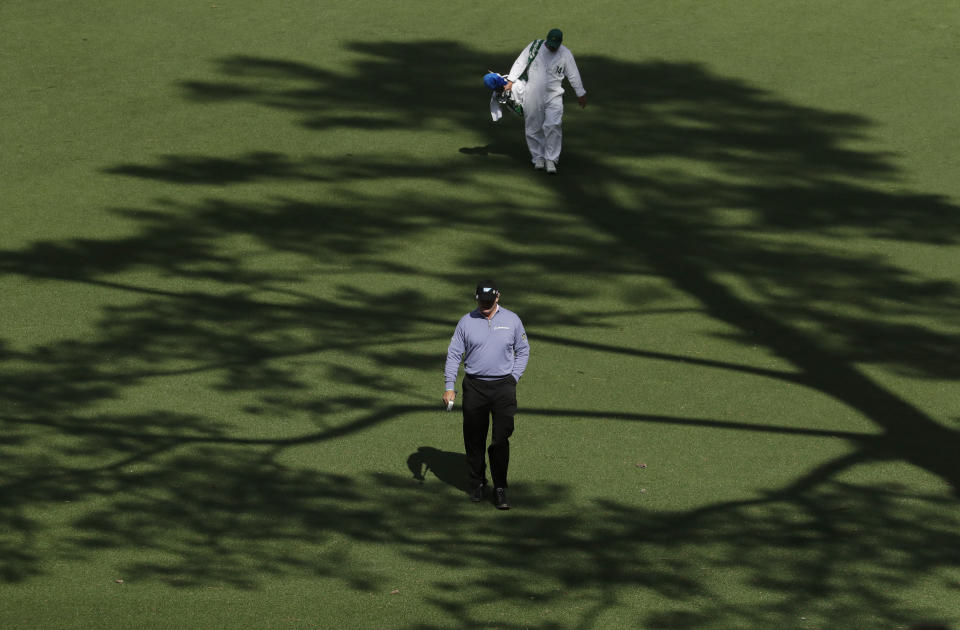 Ernie Els of South Africa, walks up the 15th fairway during the first round for the Masters golf tournament Thursday, April 6, 2017, in Augusta, Ga. (AP Photo/Charlie Riedel)