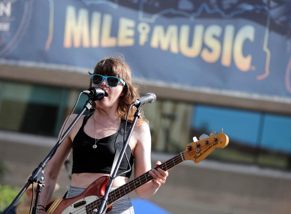 Megan Slankard performs Aug. 5, 2022, at the Houdini Plaza Main Stage during the second day of the ninth annual Mile of Music festival.