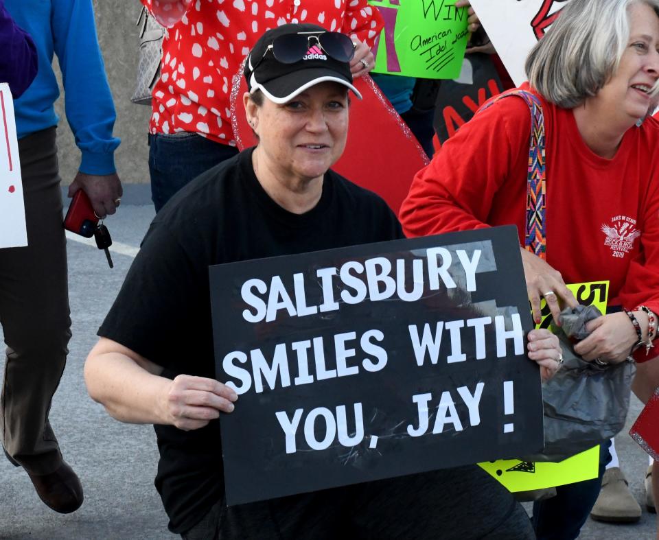 On top of the parking garage in Downtown Salisbury on May 4, 2022, hundreds gathered to make a video cheering on 'American Idol' standout Jay Copeland. He was voted off the show May 8, ending his run in the top seven.