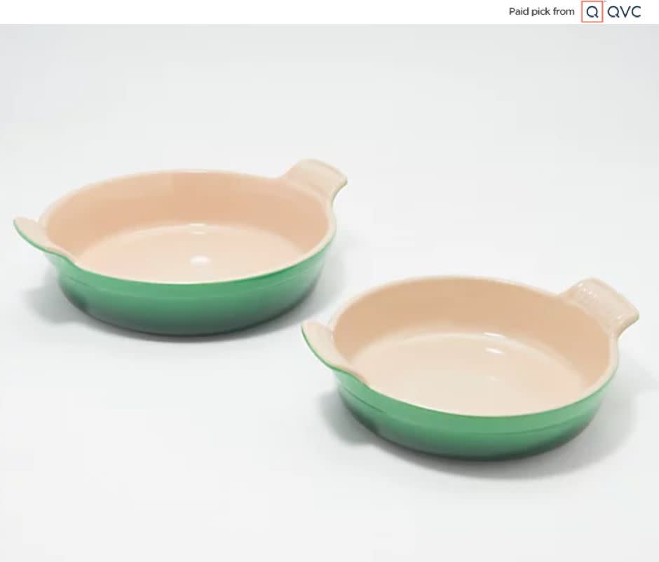 From cult-favorite kitchen brand Le Creuset,  this set includes two different sized round baking dishes made with an enamel that's scratch and stain-resistant. They're safe to go in the microwave, dishwasher and freezer. <a href="qvc.uikc.net/3Boon" target="_blank" rel="noopener noreferrer">Find them for $85 at QVC</a>.