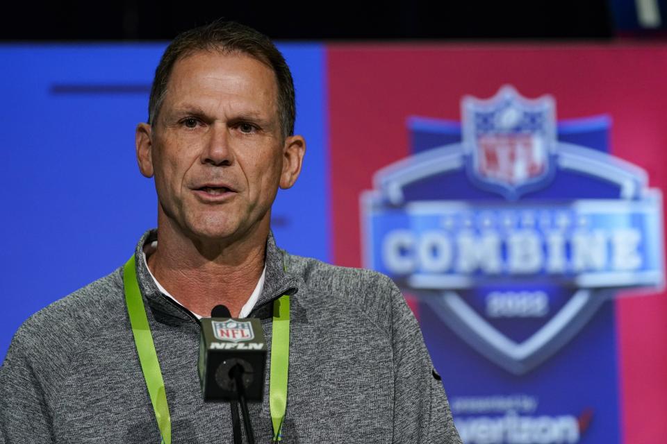 Jacksonville Jaguars general manager Trent Baalke speaks March 1 during a news conference at the NFL Scouting Combine in Indianapolis.