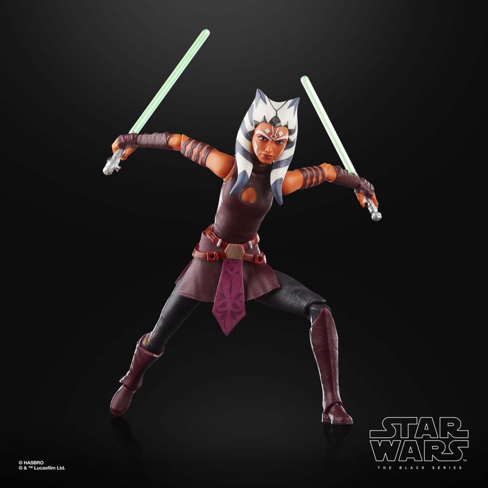 The Black Series Ahsoka Tano action figure posed against a black background