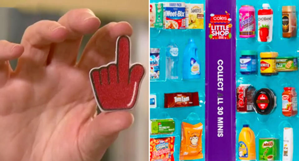 The hotspots to collect the Coles Little Shop red hand collectables has been revealed. Source: 7 News/ Coles