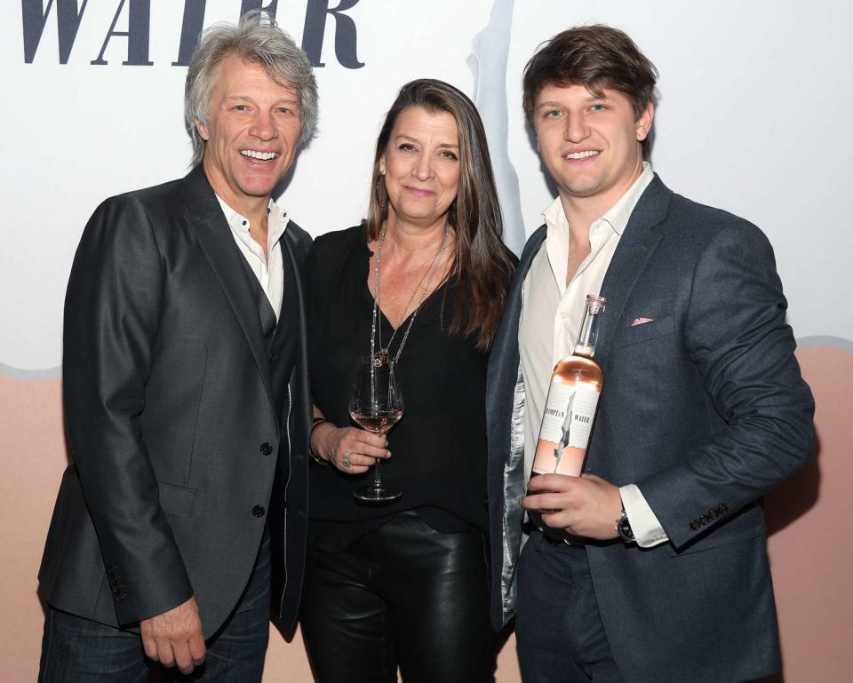 Jon Bon Jovi, Dorothea Hurley and Jesse Bongiovi attend the Hampton Water Rosé Celebrates LA Launch at Harriet's Rooftop on March 28, 2019 in West Hollywood, California