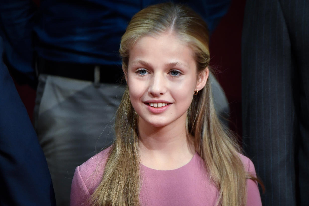 OVIEDO, SPAIN - OCTOBER 18: Princess Leonor of Spain attends several audiences to congratulate the winners at the Reconquista Hotel during the 'Princesa De Asturias' Awards 2019 on October 18, 2019 in Oviedo, Spain. (Photo by Carlos Alvarez/Getty Images)