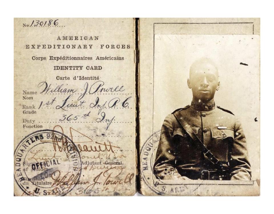 American Expeditionary Forces (AEF) Identification Card of 1st Lt. William J. Powell.