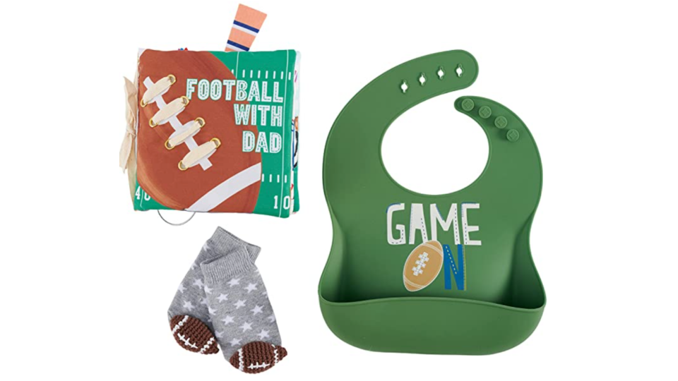First Super Bowl outfits and toys: A full football gift box