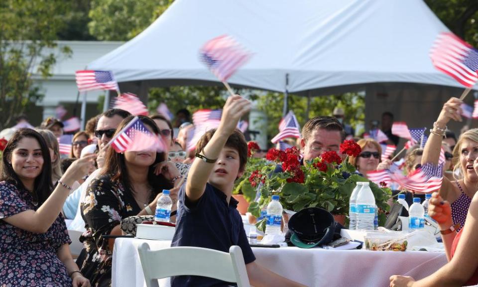 People attend an event on the South Lawn of the White House on 4 July.