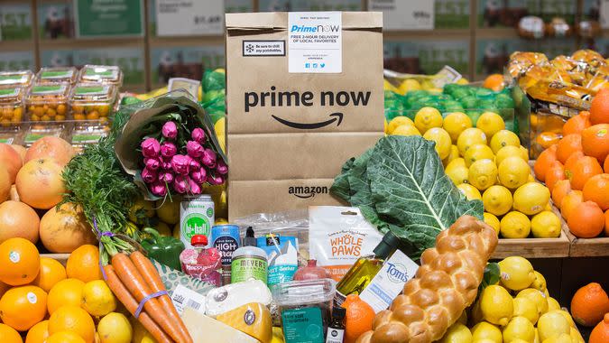 Amazon Now Delivery at Whole Foods Market Lamar in Austin, Texas on February 5, 2018.