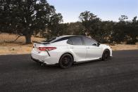 <p>As with the non-TRD Camry XSE model, the Camry TRD will be offered with a two-tone paint option in which the roof is painted black. The treatment is daring and spicy for the mid-size segment, especially given how the whole roof isn't black (see how it splits the roof pillars behind the rear doors?). </p>