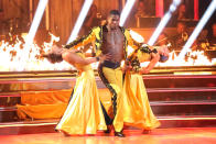 Cheryl Burke, Jacoby Jones and Karina Smirnoff perform on "Dancing With the Stars."