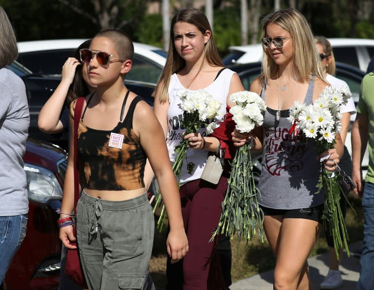 Students are set to return to class Wednesday at Marjory Stoneman Douglas High School in Parkland, Florida, among them senior Emma Gonzalez (L), who has been vocal in calling for gun control