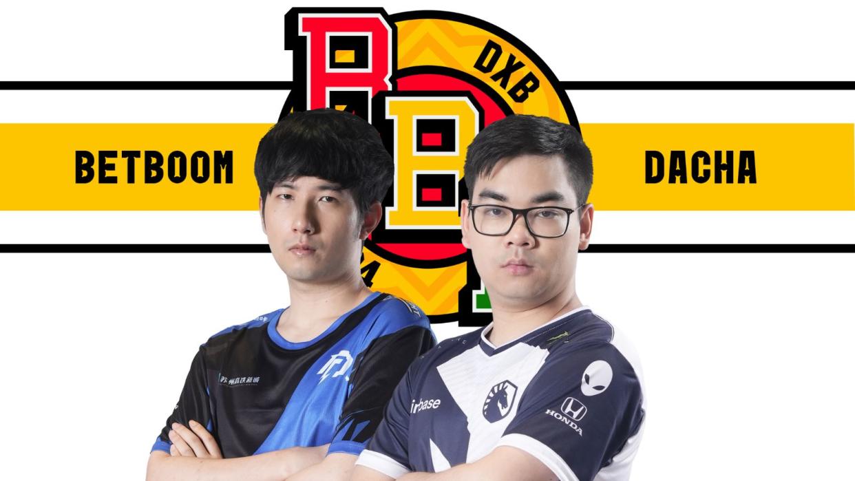 Azure Ray and Team Liquid have advanced to the Top 4 of the Dota 2 BetBoom Dacha Dubai Playoffs after pulling off huge upsets over Team Spirit and Gaimin Gladiators in the lower bracket quarterfinals. Pictured: Azure Ray fy, Team Liquid miCKe. (Photos: Azure Ray, Team Liquid, FISSURE)