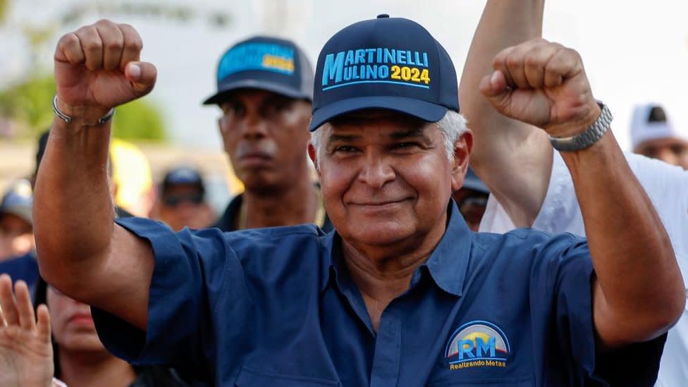 Presidential candidate Jose Raul Mulino of the Realizando Metas (RM) party participates on a walk in Panama City, Panama, 16 April 2024.