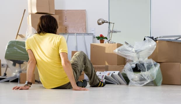 Young man in a new office