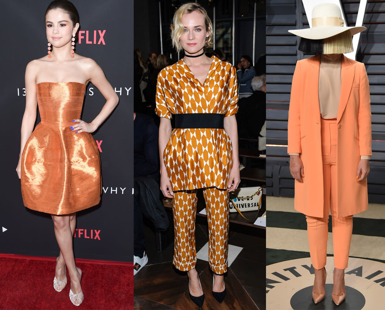 Vanessa Hudgens, Diane Kruger und Sia lieben Orange. (Bilder: AP Photo)