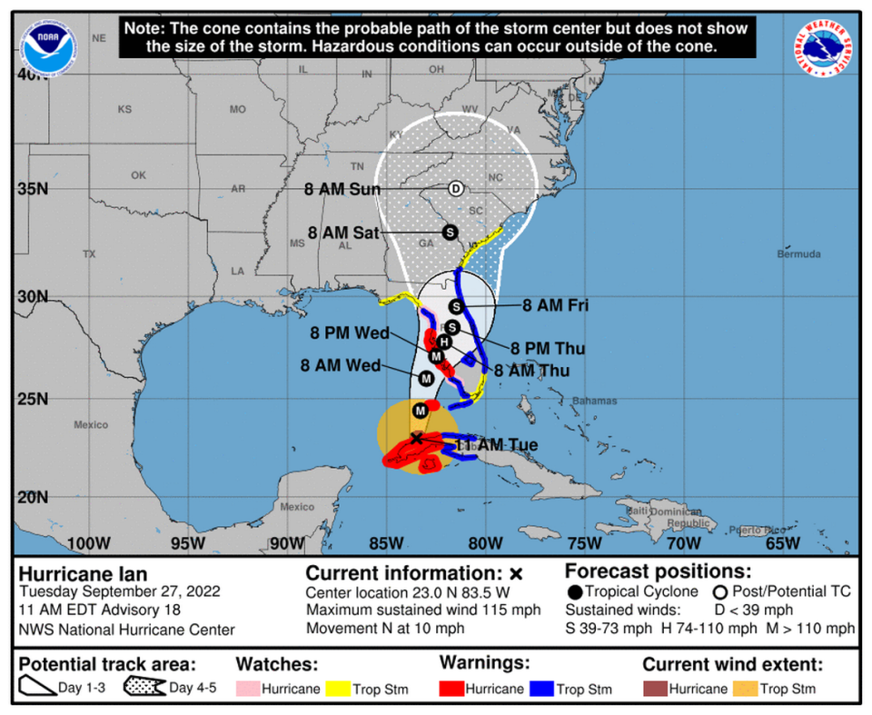 Southeast Florida is now under a tropical storm watch, and Hurricane Ian is nearly off the coast of Cuba.