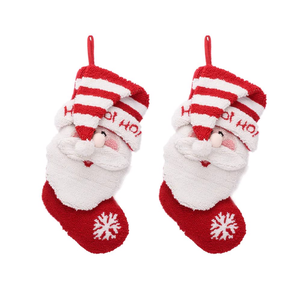 Glitzhome® 19" 3D Santa Hooked Stockings, 2ct
