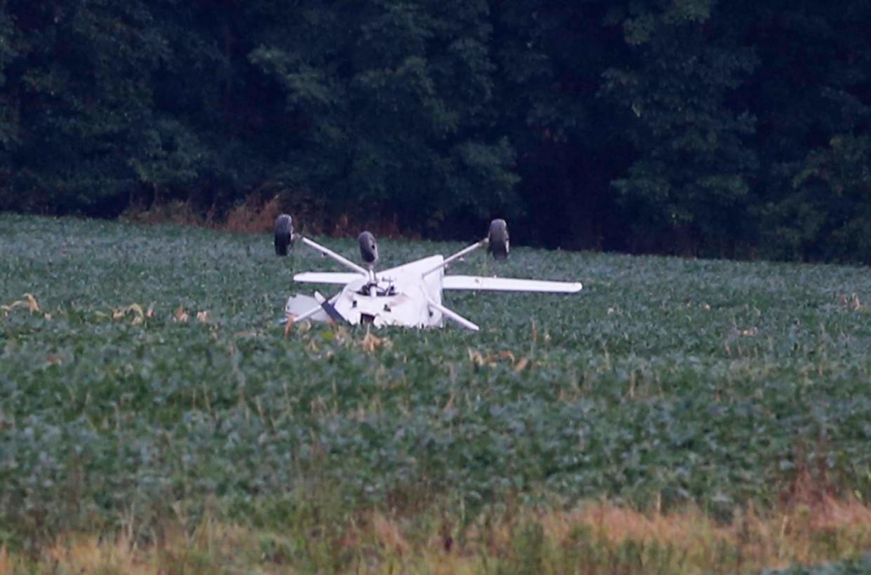 This file photo is of a small plane that crashed off Greenwich Road near the Weltzien Skypark last August. Another plane apparently flipped on landing at the facility on Thursday.