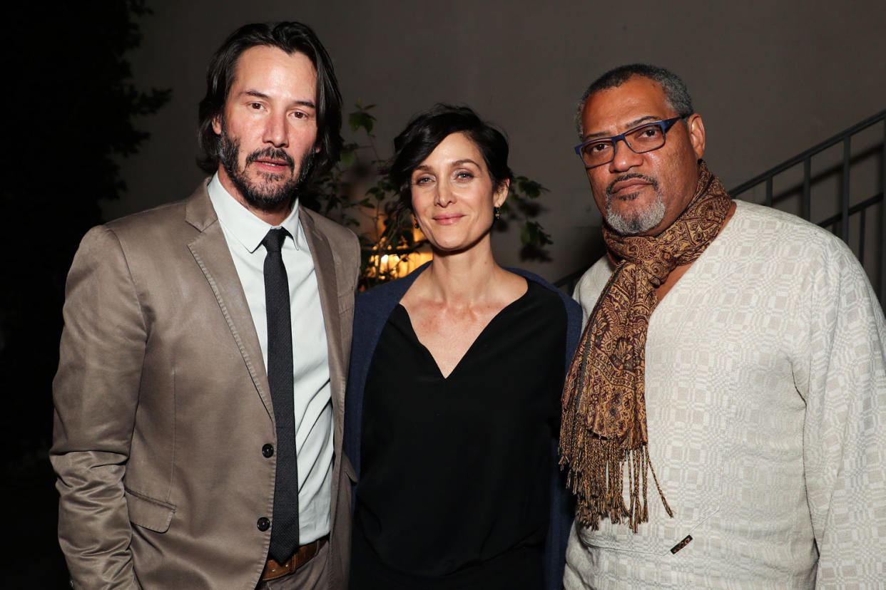 Glitch: Keanu Reeves, Carrie-Anne Moss and Laurence Fishburne: Chelsea Lauren/Variety/Rex