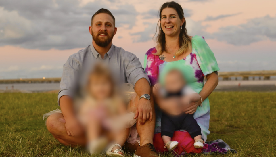 Mr Muller is seen with his wife and children. Source: Queensland Police