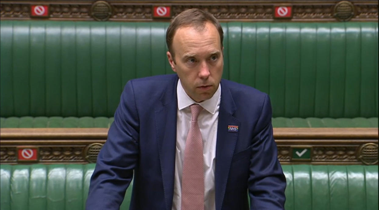 Health Secretary Matt Hancock makes a statement on Covid-19 in the House of Commons, London, confirming local lockdown restrictions will be introduced in Northumberland, North Tyneside, South Tyneside, Newcastle-upon-Tyne, Gateshead, Sunderland and County Durham.