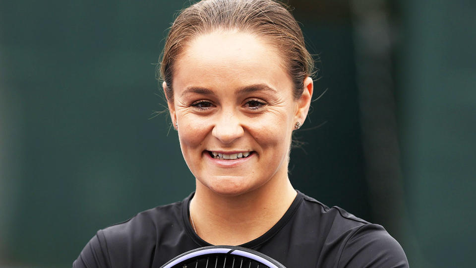 Ash Barty, pictured here speaking to the media at Kooyong in Melbourne in 2022.