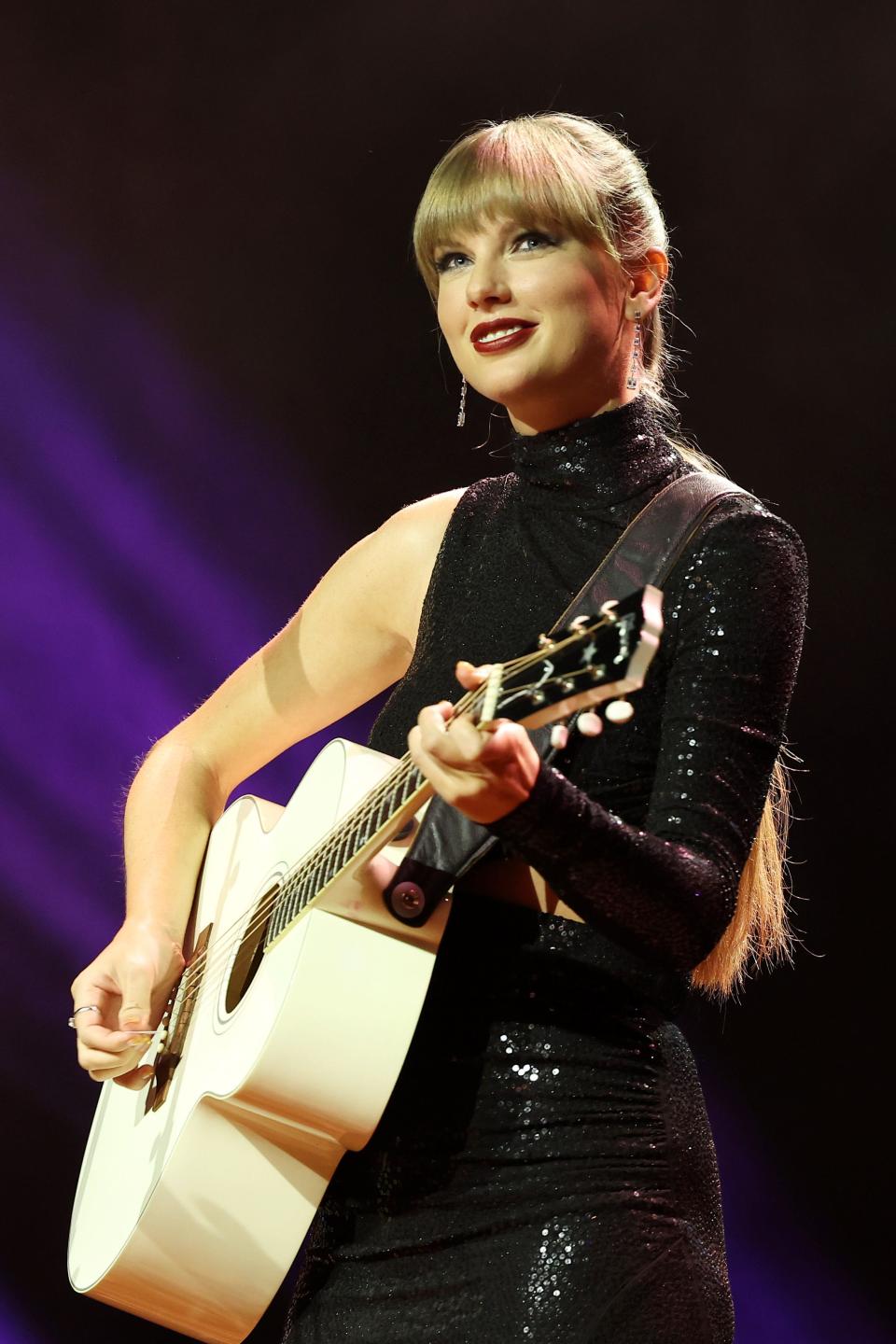 Taylor Swift performs onstage during NSAI 2022 Nashville Songwriter Awards in Nashville on Sept. 20, 2022. She releases her 10th album, &quot;Midnights,&quot; on Oct. 21.