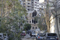 A damage is seen after a massive explosion in Beirut, Lebanon, Wednesday, Aug. 5, 2020. The explosion flattened much of a port and damaged buildings across Beirut, sending a giant mushroom cloud into the sky. In addition to those who died, more than 3,000 other people were injured, with bodies buried in the rubble, officials said.(AP Photo/Hassan Ammar)