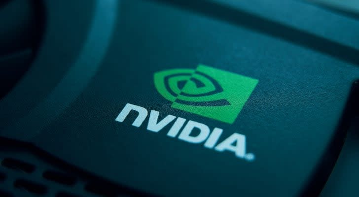 The Nvidia (NVDA Stock) logo on a graphics card.