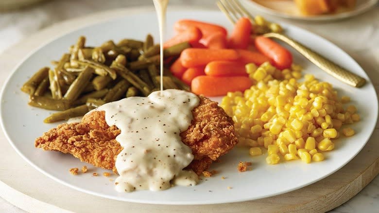 Sawmill gravy on country fried chicken