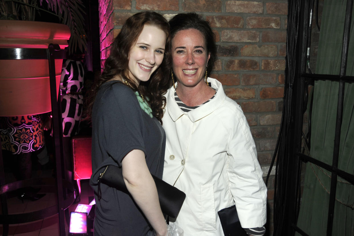 Rachel Brosnahan and her aunt Kate Spade, who died in 2018, depicted in 2010. (Photo: JOE SCHILDHORN/Patrick McMullan via Getty Images)