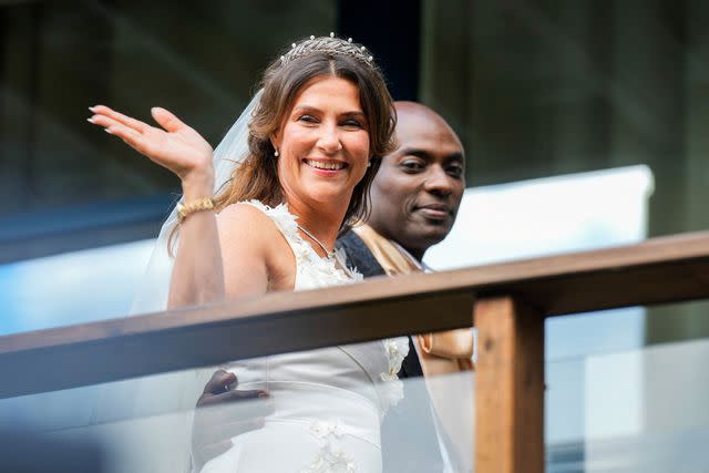 <p>HEIKO JUNGE/NTB/AFP via Getty </p> Princess Martha Louise and Durek Verrett on their Aug. 31, 2024 wedding day.