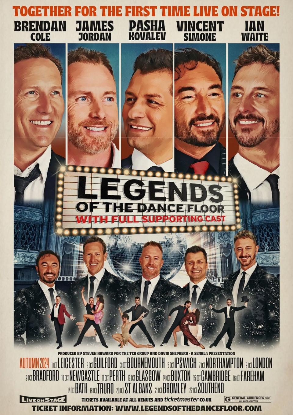 brendan cole, james jordan, pasha kovalev, vincent simone, ian waite, legends of the dance floor