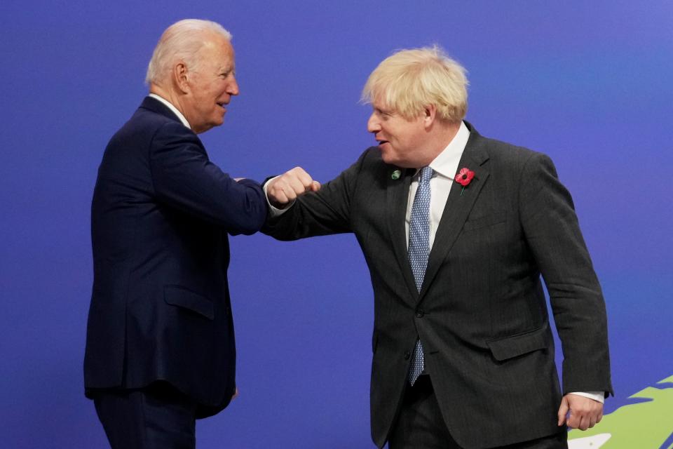 Boris Johnson greets Joe Biden at Cop26 (Getty Images)