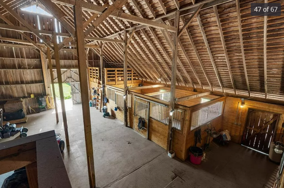 The interior of a refurbished 1880s barn is seen at 13708 South Missouri 7 Highway. 