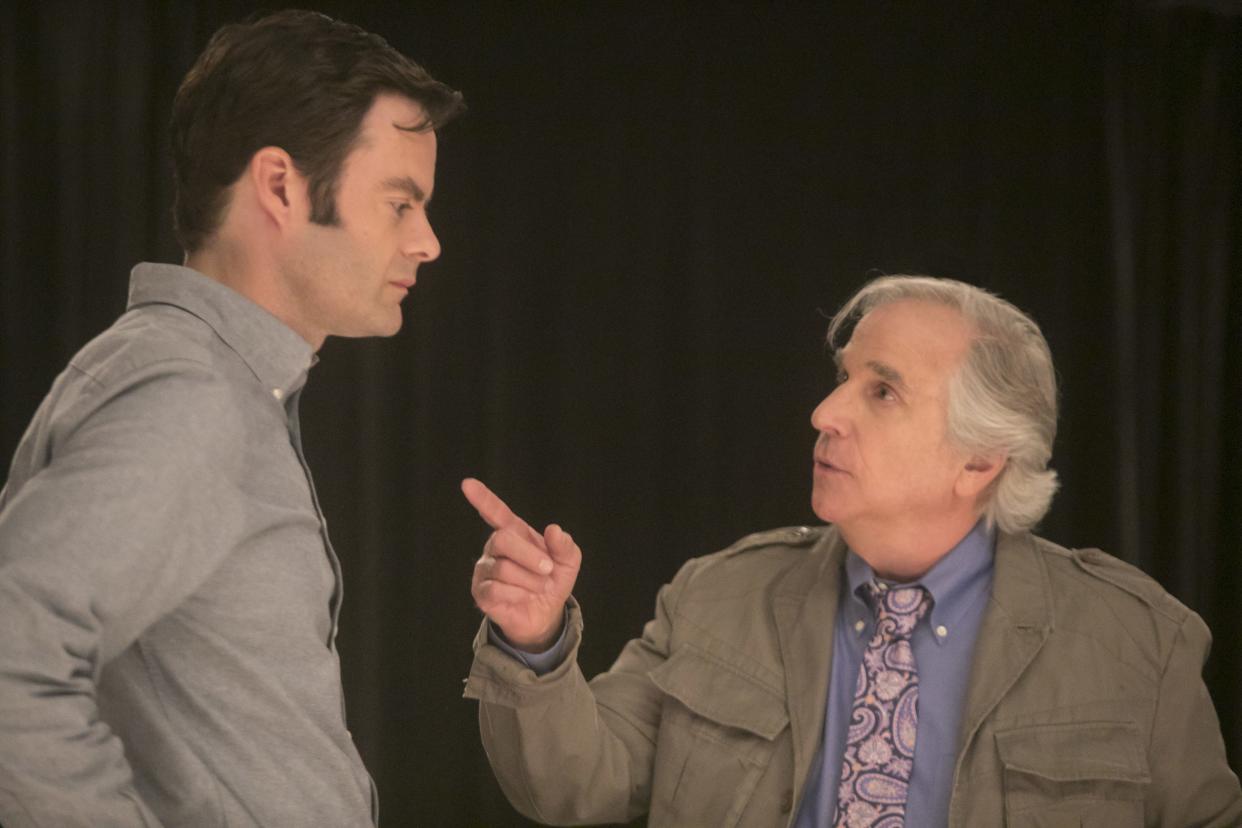 Henry Winkler, right, seen here instructing Bill Hader on the Emmy winning series “Barry,” will be appearing at the FAN EXPO Boston this Friday, Saturday and Sunday at the Boston Convention & Exhibition Center, Boston.