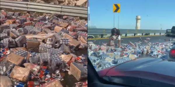 Cientos de cervezas caen en carretera de La Rumorosa