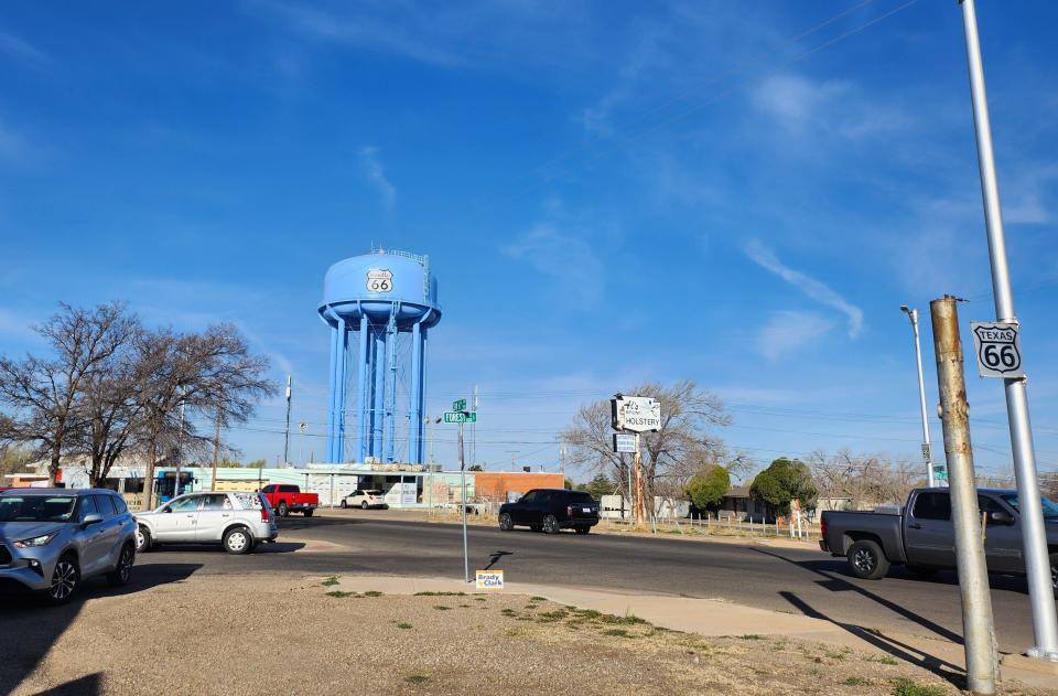 Amarillo unveils the painting of a Route 66 and Amarillo logo on the local landmark water tower to honor the centennial of Route 66 and upcoming celebrations.