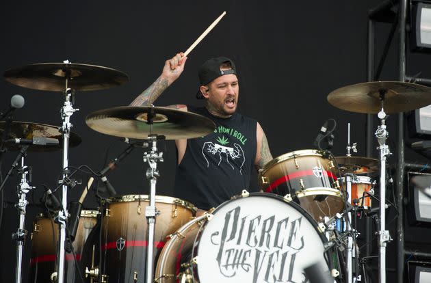 Mike Fuentes of Pierce The Veil performing live on Day 2 of Download Festival at Donington Park on June 10, 2017, in Castle Donington, U.K.