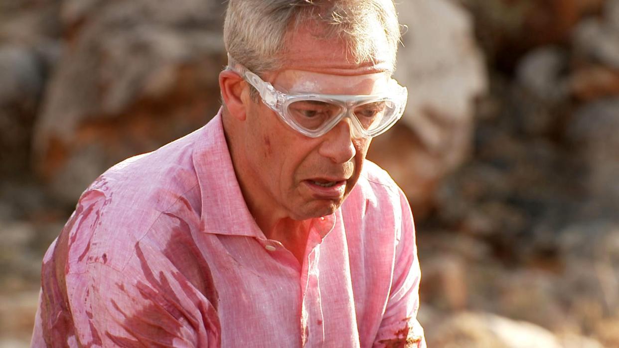 I'm A Celebrity's Nigel Farage doing the first challenge (ITV/Shutterstock)