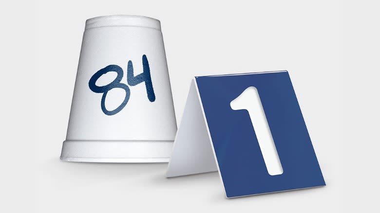 cup with number and Culver's table tent