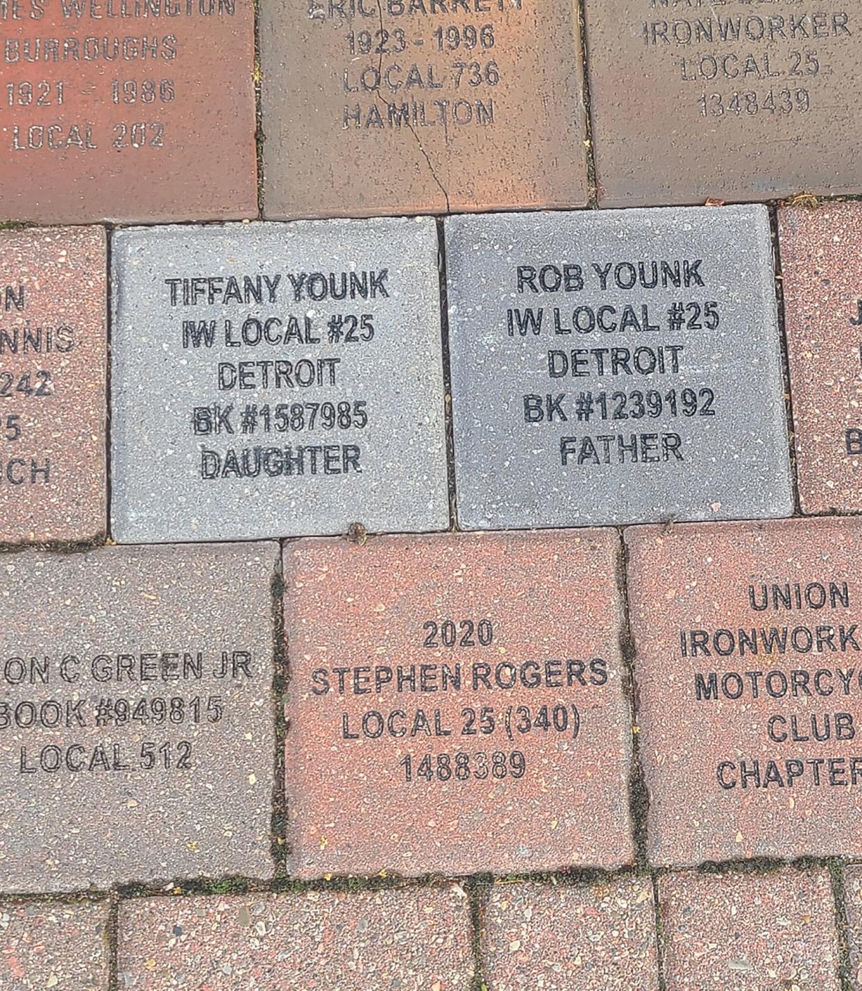 Rob and Tiffany Younk both have bricks on the Ironworker Hall of Fame in Mackinaw City.