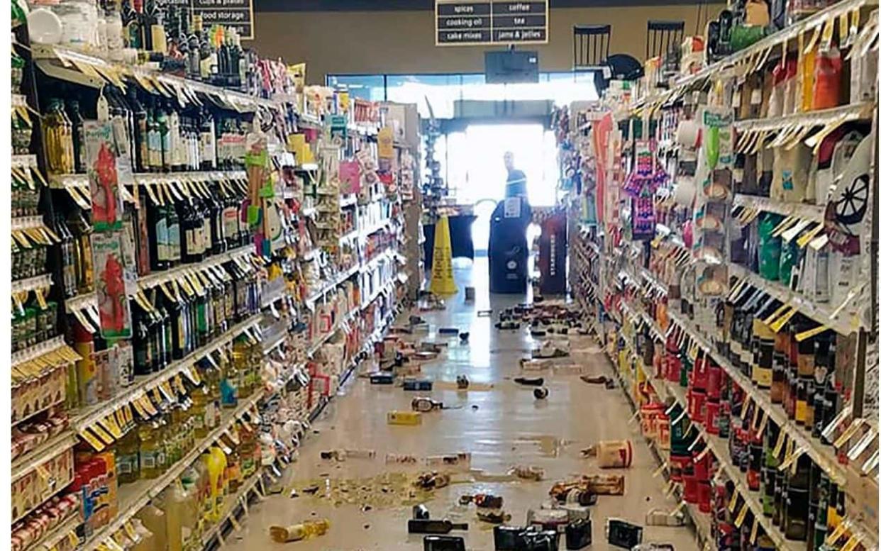 A store in Lake Isabella, California after a 6.4 magnitude quake hit - AFP